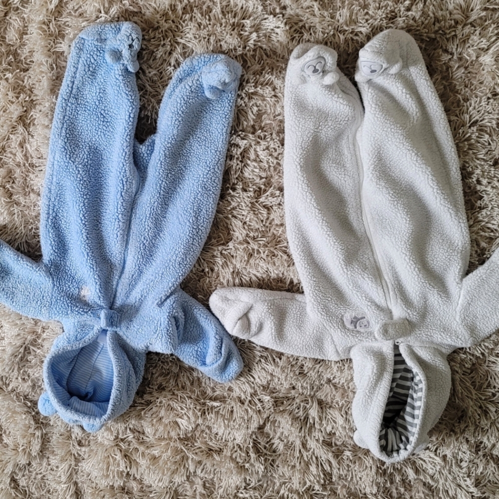 Twin boys Coordinating Sherpa Snowsuits